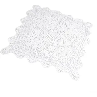 Hasaller Spitzentischdecke, Baumwolle, Spitze, Häkel-Tischdecke, Vintage, quadratische Tischdecke, Nachttischdecke mit floralem Häkelmuster, für Zuhause, Hotel, Restaurant (40 x 40 cm, Weiß)