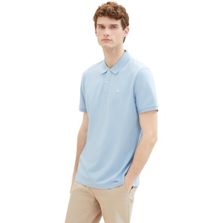 TOM TAILOR Herren Basic Piqué Poloshirt, washed out middle blue, S