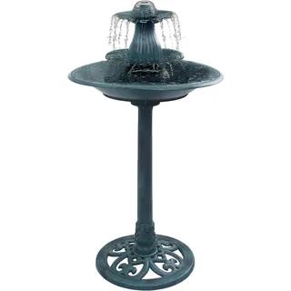 vidaXL Vogelbad mit Springbrunnen Vogeltränke Wasserschale Vogel Tränke Bad Gartenbrunnen Gartendeko Zierbrunnen Brunnen Grün 50x91cm Kunststoff