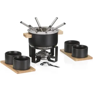 Kela Fondue-Set Gunten Edelstahl mit 4 Keramikschalen