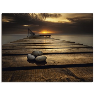 Wandbild ARTLAND "Sonnenaufgang am Schwarzen Meer" Bilder Gr. B/H: 120 cm x 90 cm, Leinwandbild Sonnenaufgang & -untergang Querformat, 1 St., braun Kunstdrucke