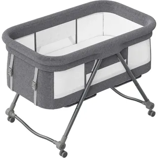 UBRAVOO Faltbares beistellbett Baby, Grab-and-go Baby Bett mit Matratze & Rädern für Neugeborene, Kinderreisebett I Kinderbett I Zustellbett, Bravo Basic, Grau