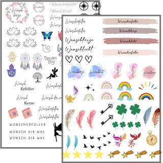 MilaBoo® Kerzentattoos Wunscherfüller 2 I DIY Aufkleber für besondere Anlässe, einfache Anwendung, vielseitig einsetzbar (Wunscherfüller 2)