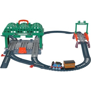 Thomas & Friends HGX63 - Thomas & Friends Knapford Station Eisenbahn-Set, 2-in 1-Spielset und Aufbewahrungskoffer, Spielzeug für Vorschulkinder ab 3 Jahren