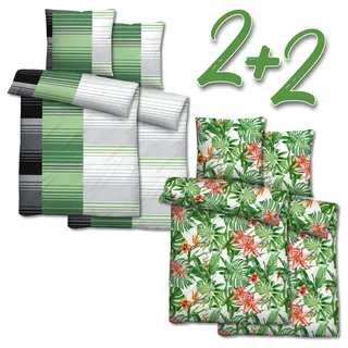 Mikrofaser Seersucker Bettwäsche 135 x 200 + 80 x 80 cm im 4er-Pack