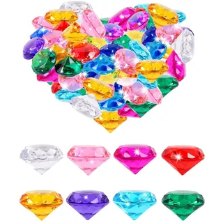 CZMTBO 40 Stück 30MM Groß Acryl Diamanten, Groß Spiel Diamanten Bunt Acryl Diamonds für Hochzeit Party Vasenfülle Tischdeko Piraten Schatzsuche(Farbe zufällig)