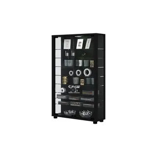 VCM Vitrine Lumo Mini 59 x 18 x 90 cm Schwarz