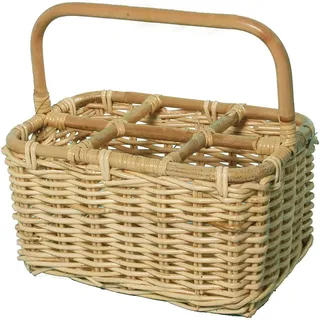 Kobolo Flaschenkorb Flaschenträger für 6 Flaschen aus Rattan 37 x 22 x 20 cm braun
