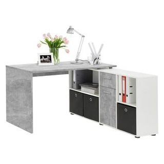 FMD-Möbel Schreibtischkombination Lex, 353-001, mit Sideboard, beton / weiß