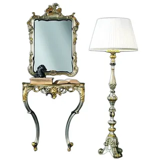JVmoebel Konsolentisch Barock Stil Schminktisch mit Spiegel und eleganter Kommode, Made in Europa grau