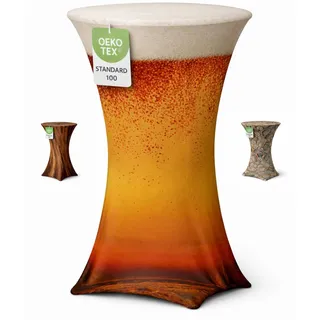 EXKLUSIV HEIMTEXTIL Stehtischhusse für Bistrotisch Motiv Ø 60-65x110-120 cm Bierglas