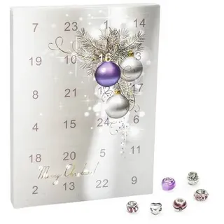 VALIOSA Merry Christmas Mode-Schmuck Adventskalender mit Halskette, Armband + 22 individuelle Perlen-Anhänger aus Glas & Metall, das besondere
