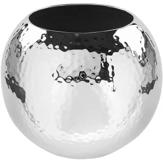 Fink Dekovase FINK "MOON", silber (silberfarben), H:20cm Ø:25cm, Eisen, Vasen, Kugelvase, Tischvase aus Metall, mit gehämmerter Struktur, Höhe 20 cm