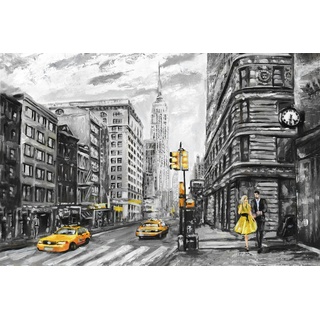 Leinwandbild QUEENCE "New York" Bilder Gr. B/H/T: 120 cm x 80 cm x 2 cm, gelb Leinwandbilder