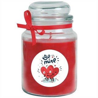 HS Candle Duftkerze (1-tlg), Valentinstag Geschenk - Kerze im Bonbon Glas mit vers. Valentinstag - Motiven und Größen weiß Ø 10 cm x 10 cm x 16 cm