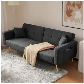 Merax Schlafsofa, mit Bettfunktion, Bettsofa, Klappsofa, Gästebett grau