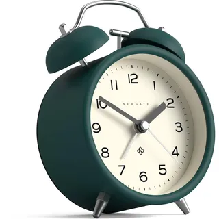 NEWGATE® Charlie Bell Echo Wecker | Klassische Doppelglocken-Uhr | Grün | Lesbare Zahlen | Ideal für Nachttisch, Schreibtisch & Regal | Modernes Retro-Accessoire für Schlafzimmer und Büro