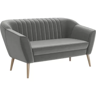MEBLINI Mini Sofa 2-Sitzer für Wohnzimmer - Mini Lounge für zwei Personen - Küchensofa - Sofa Klein - KAIA - 2 - Hellgrau Samt - Grau