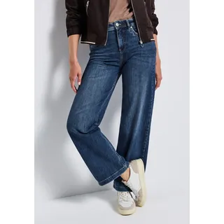 STREET ONE Wide Leg Jeans (mid Blue soft washed), 30, - 30W / 30L