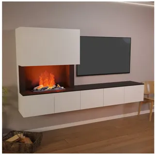 GLOW FIRE Elektrokamin CW5 Links Wasserdampf Kamin- Wohnwand mit Kamin, Sideboard mit Kamin, Wasserdampfkamin mit 3D Feuer und Knisterfunktion schwarz|weiß