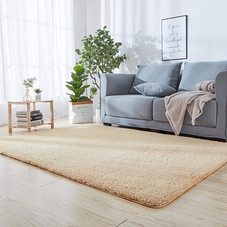 Hochflor Shaggy Teppich wohnzimmerteppich Langflor - Teppiche für Wohnzimmer flauschig Shaggy Schlafzimmer Bettvorleger Outdoor Carpet - Beige 70 x 120 cm