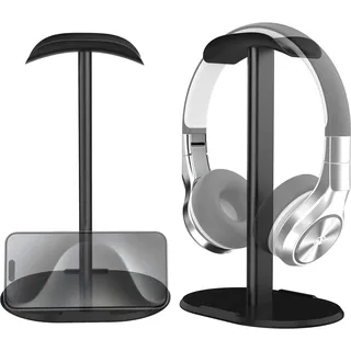 Wyngee Kopfhörerständer für den Schreibtisch, Headset-Ständer mit Aluminium-Aufhänger, Stützstange, schwerem Fuß, Headset-Halterung, Ohrhörerständer für alle Kopfhörer (Schwarz)
