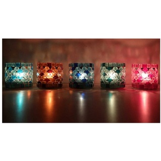 Casa Moro Windlicht Orientalisches Mosaik Glas-Windlicht Athen S in verschiedenen Farben (Teelichthalter Boho Chic Kerzenständer Kerzenhalter, Windlicht 5er Set), Ramadan Dekoration WZ777-S bunt