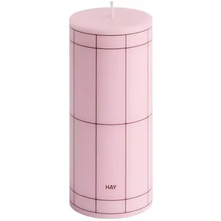 Hay Column Stumpenkerze Small Light Pink with Bordeaux grid