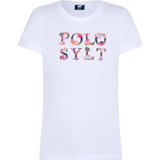 T-Shirt im geblümten Label-Design WEISS 110-116 cm 5-6J