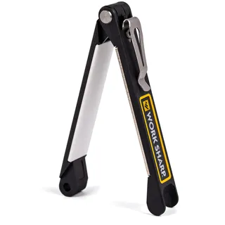 WORK SHARP® Folding Field Sharpener - extra leichter 130 g Camping Hand Messerschärfer - kleiner Outdoor Messerschleifer mit 400er Diamant-Platte 20° Winkelhilfe & Keramik-Platte 25°Schleifwinkel