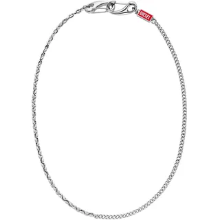 Kette ohne Anhänger DIESEL "Schmuck Geschenk Edelstahl Halsschmuck Halskette Diesel Font", edelstahlfarben, rot, Halsketten, Herren, Edelstahl, L: 50 B: 4mm, glänzend, Emaille, B:4mm