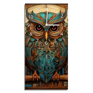 Wallario Design-Wanduhr Mechanische Weisheit aus Glas, Motiv-Uhr Größe 30 x 60 cm, weiße Zeiger