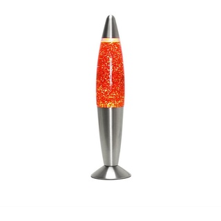 Licht-Erlebnisse Lavalampe TIMMY, Tischlampe Silber Orange Glitter atmosphärisch 33 cm Jugendzimmer orange|silberfarben