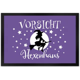 speecheese Vorsicht Hexenhaus Fußmatte XL in 40x60 cm als Dekoration für den Eingang an Halloween oder als lustige Geschenkidee für die Freundin