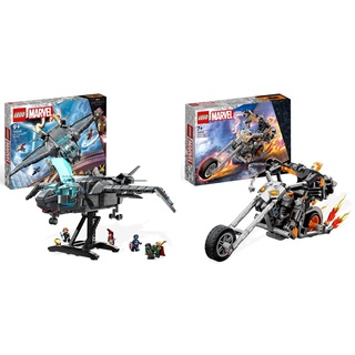 LEGO 76248 Marvel Der Quinjet der Avengers, Spielzeug Superhelden-Raumschiff mit Thor & 76245 Marvel Ghost Rider mit Mech & Bike, Superhelden Motorrad Spielzeug zum Bauen ab 7 Jahren