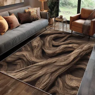 Generisch Teppich Holzoptik Wohnzimmer 160 x 230 cm Mit 3D Zweige Rustikal Muster, Holzoptik Schlafzimmer Deko Bettvorleger, Kurzflor rutschfest Waschbar Teppiche Gegend, j1d4545