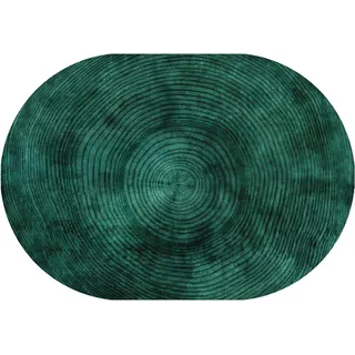Oval Designer Teppich Oval Kurzflor Teppiche Dunkelgrün, für rutschfesten Indoor Oval Teppich für Hauseingang Flur Wohnzimmer Schlafzimmer Oval 80x140cm