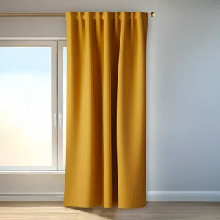 Homing Akustikvorhang Kalin Safran | Schlaufenvorhang inkl. Multifunktionsband | Blickdichter Vorhang Schlafzimmer & Wohnzimmer | Vorhang Blickdicht mit verdeckten Schlaufen | 140x245 cm | 1 STK.