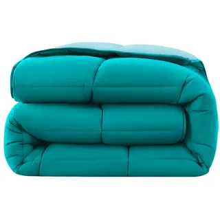 Wometo Steppbett Wende-Design ca. 135x200 cm – türkis & hellblau – buntes Ganzjahres Steppbett (Sommer und Winter) I farbig und ohne extra Bezug verwendbar I Oeko-TEX