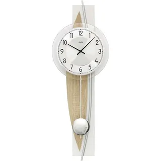 AMS Wanduhr Pendeluhr modern Mineralglas, Holz, Aluminium - AMS Modell: 7455