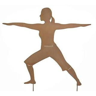 Gartenstecker Yoga Figur – Hochwertig & Wetterfest - Metall Yogafigur - Edelrost Dekofigur Entspannung / Meditation / Wellness - Gartendeko / Dekoration (Design 4)