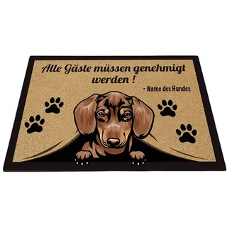 BAGEYOU Benutzerdefinierte Fußmatte mit Meinem Liebeshund Dackel Hund Alle Gäste müssen genehmigt Werden Bodenmatte 70 x 45 cm
