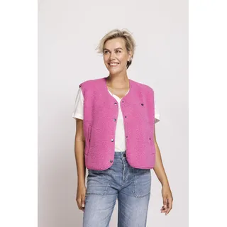 Zhrill Kurzweste ZHRILL "ZHEREN", Damen, Gr. XXL, pink, Fleece, Obermaterial: 100% Polyester, hüftlang, Westen, mit Druckknopfverschluss, mit Eingrifftaschen, bequeme Passform