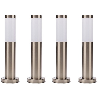 ETC Shop Außen Stehleuchte Sockellampe Wegeleuchte Standlampe Gartenleuchte, Edelstahl silber, 1x E27, H 45 cm, 4er Set