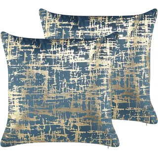Beliani GARDENIA Dekokissen 45 x 45 cm Blau