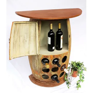 DanDiBo Wandtisch Weinfass Weinregal halbrund 1500 Bar Flaschenständer 85cm Weinfass Holzfass Schrank