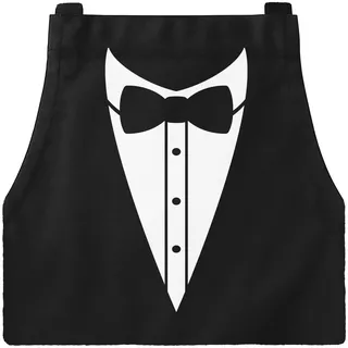 MoonWorks® Grill-Schürze für Männer Grillschürze Smoking Suit Anzug Fliege lustig Baumwoll-Schürze Küchenschürze Schwarz unisize - Einheitsgröße