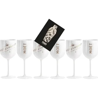 Moet & Chandon 6er Set Ice Imperial Acryl / Hartplastik Glas Champagner Gläser Set in weiß/gold Champagne Becher Kelche - Weiß/Gold
