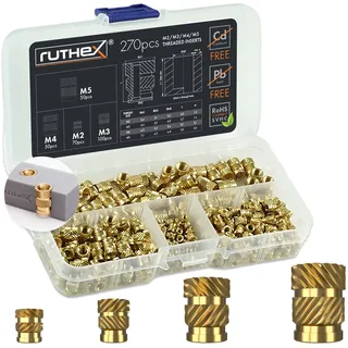 ruthex M2 / M3 / M4 / M5 Threaded Insert Assortment Box - 270pcs