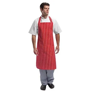 Whites Chefs Clothing Whites Chefs Apparel A532 Lätzchen Schürze, rot weiß gestreift